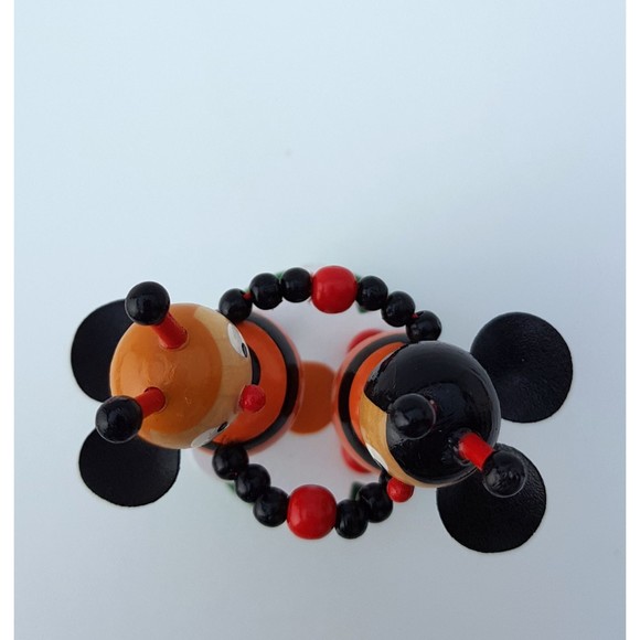 2 Bees Dancing Thumb Puppet Wood Collapsible Push Button Boogie Bugs VTG 4.5" - Picture 4 of 12